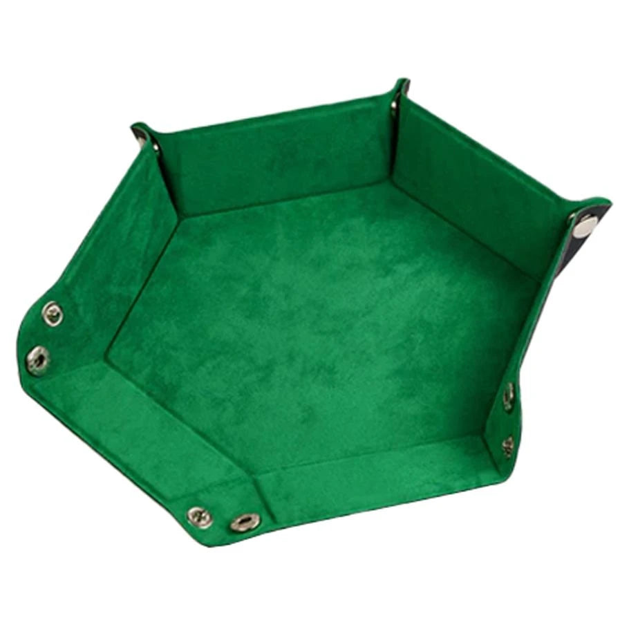 Hex Pattern Dice Tray - Leatherette & Velvet (Green)